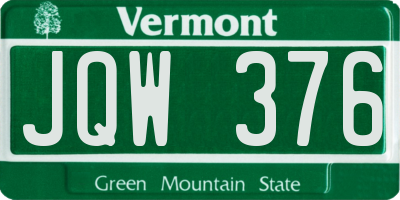 VT license plate JQW376