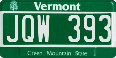 VT license plate JQW393