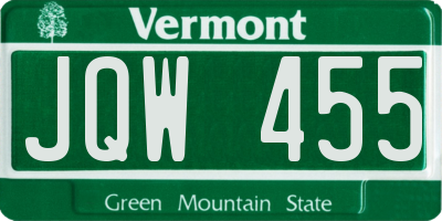 VT license plate JQW455