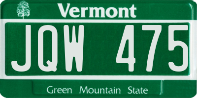 VT license plate JQW475