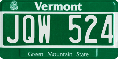 VT license plate JQW524