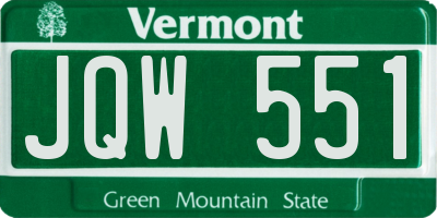 VT license plate JQW551