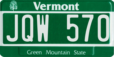 VT license plate JQW570