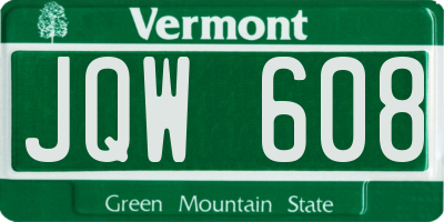 VT license plate JQW608