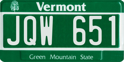 VT license plate JQW651