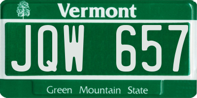 VT license plate JQW657