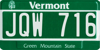 VT license plate JQW716