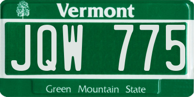 VT license plate JQW775