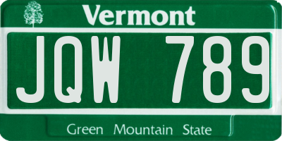 VT license plate JQW789