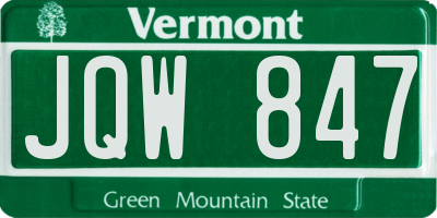VT license plate JQW847