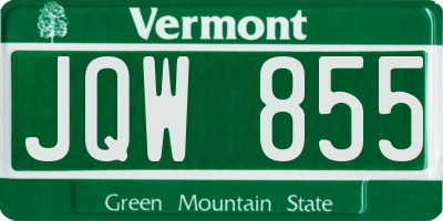 VT license plate JQW855