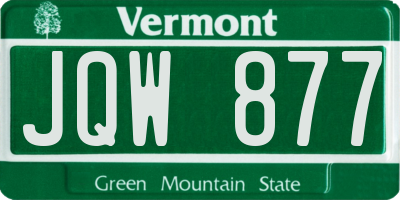 VT license plate JQW877