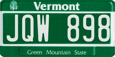 VT license plate JQW898
