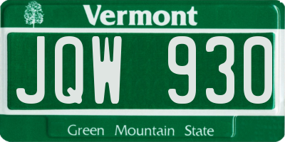 VT license plate JQW930