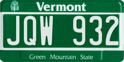 VT license plate JQW932
