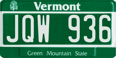 VT license plate JQW936