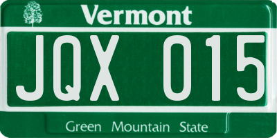 VT license plate JQX015