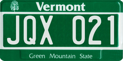 VT license plate JQX021