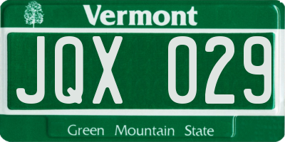 VT license plate JQX029