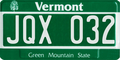 VT license plate JQX032