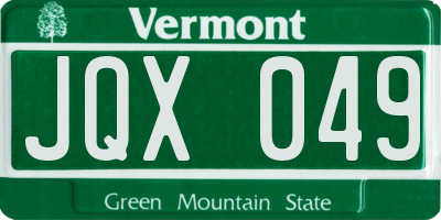 VT license plate JQX049