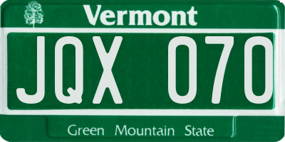 VT license plate JQX070