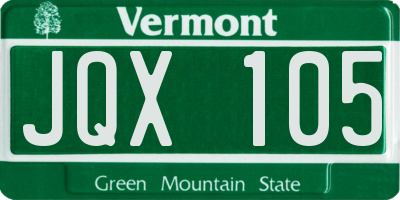 VT license plate JQX105