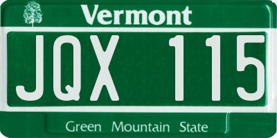 VT license plate JQX115