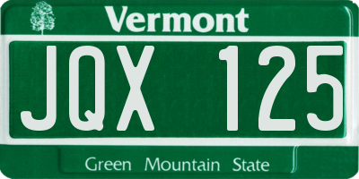 VT license plate JQX125