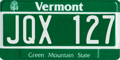 VT license plate JQX127