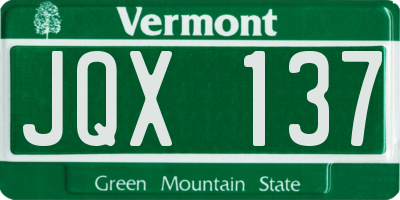 VT license plate JQX137