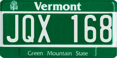 VT license plate JQX168