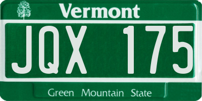 VT license plate JQX175