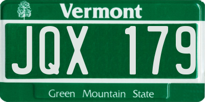 VT license plate JQX179