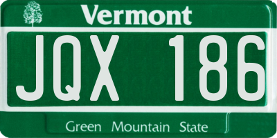 VT license plate JQX186