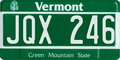 VT license plate JQX246
