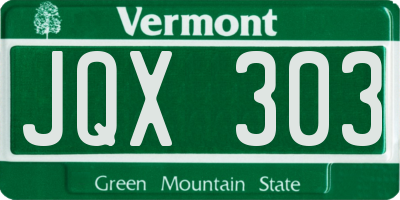 VT license plate JQX303