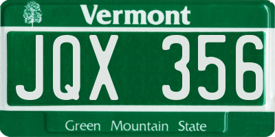 VT license plate JQX356