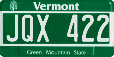 VT license plate JQX422