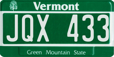 VT license plate JQX433