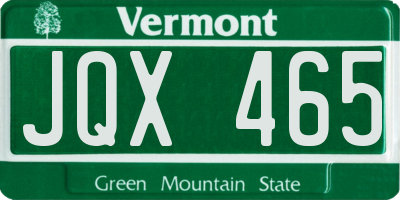 VT license plate JQX465