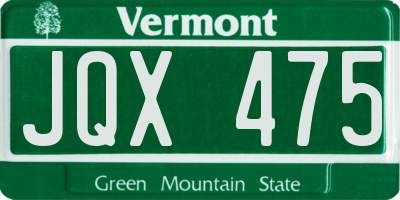 VT license plate JQX475