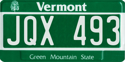 VT license plate JQX493