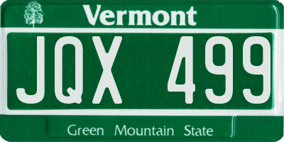 VT license plate JQX499
