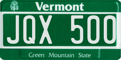 VT license plate JQX500