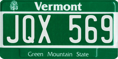 VT license plate JQX569