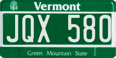 VT license plate JQX580