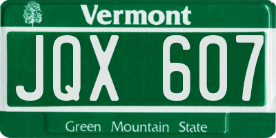 VT license plate JQX607