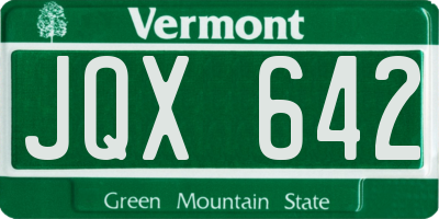 VT license plate JQX642