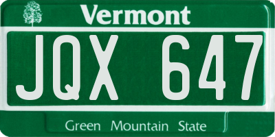VT license plate JQX647